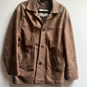Vintage MIX Rancher Leather Ranch Jacket Button Coat Western Workwear L